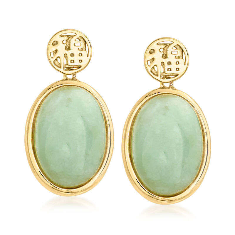 Jade &quot;Good Fortune&quot; Drop Earrings in 18kt Gold Over Sterling image number 0