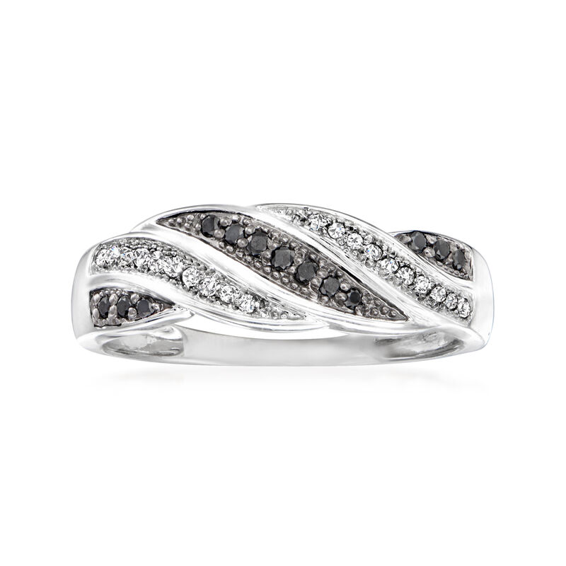.15 ct. t.w. Black and White Diamond Twisted Ring in Sterling Silver image number 0