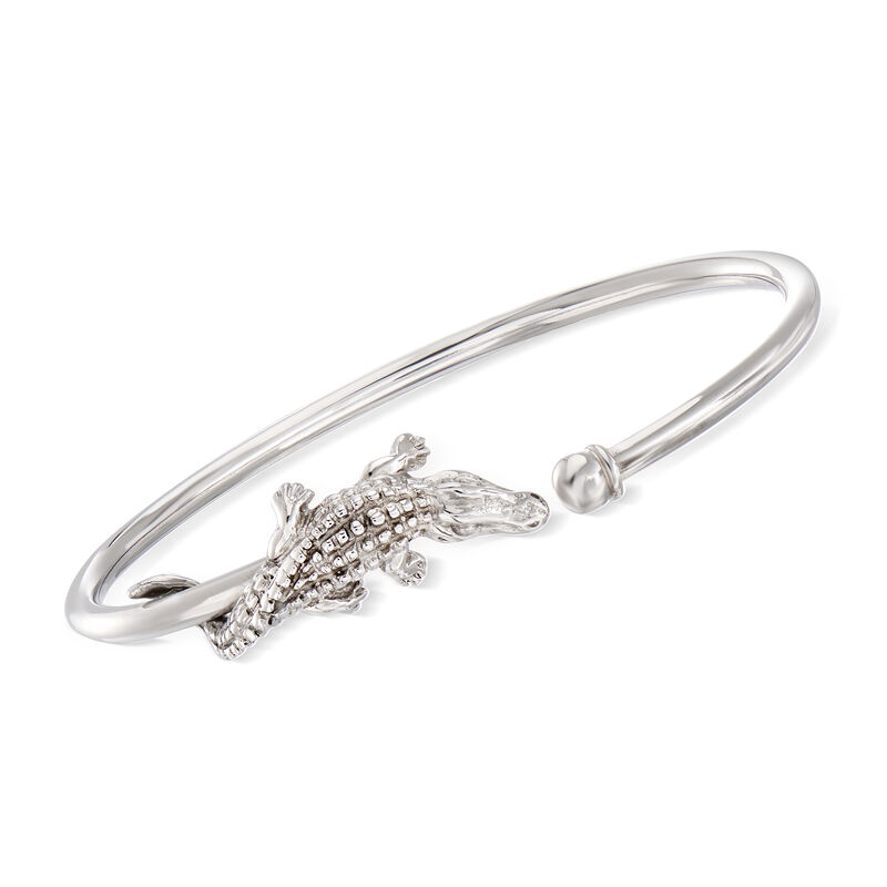 Italian Sterling Silver Alligator Cuff Bangle Bracelet  image number 0