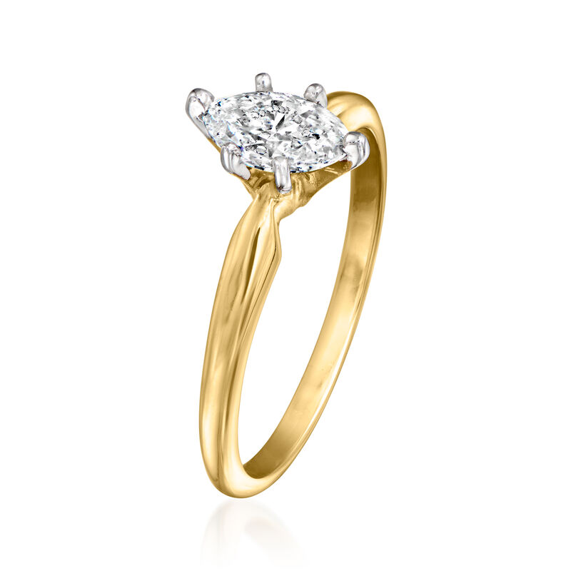 C. 1980 Vintage .50 Carat Marquise Diamond Solitaire Ring in 14kt Yellow Gold. Size 6 image number 2