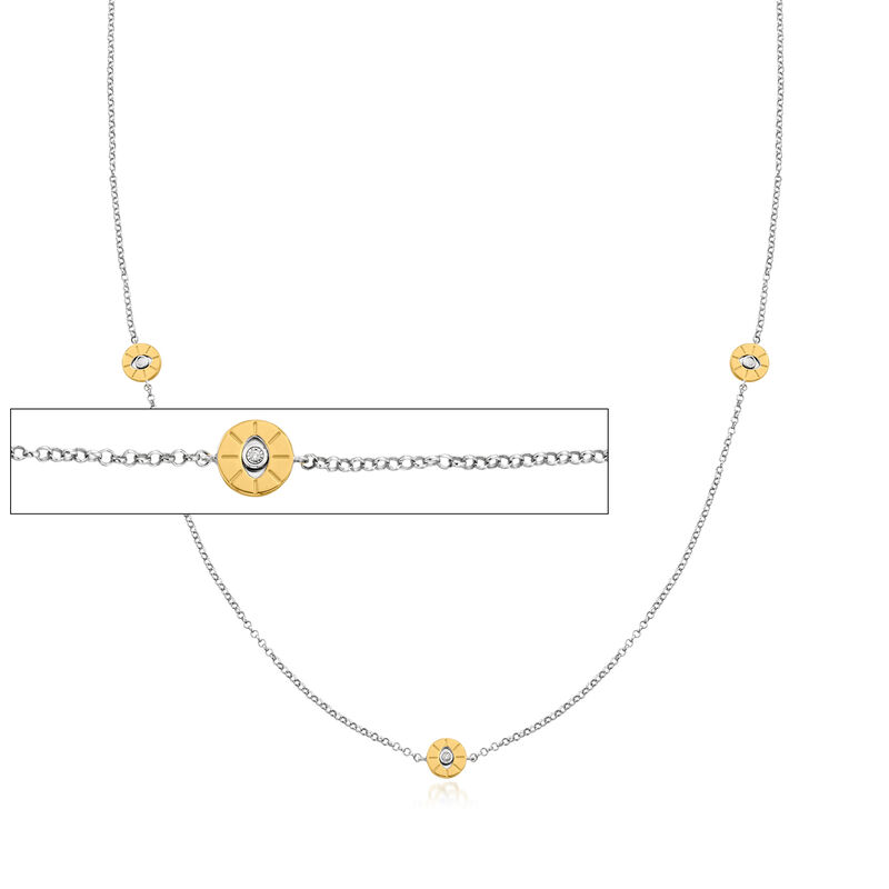 2-In-1 Diamond-Accented Evil Eye Station Necklace and Eyeglass Holder in Two-Tone Sterling Silver. 30&quot; image number 0