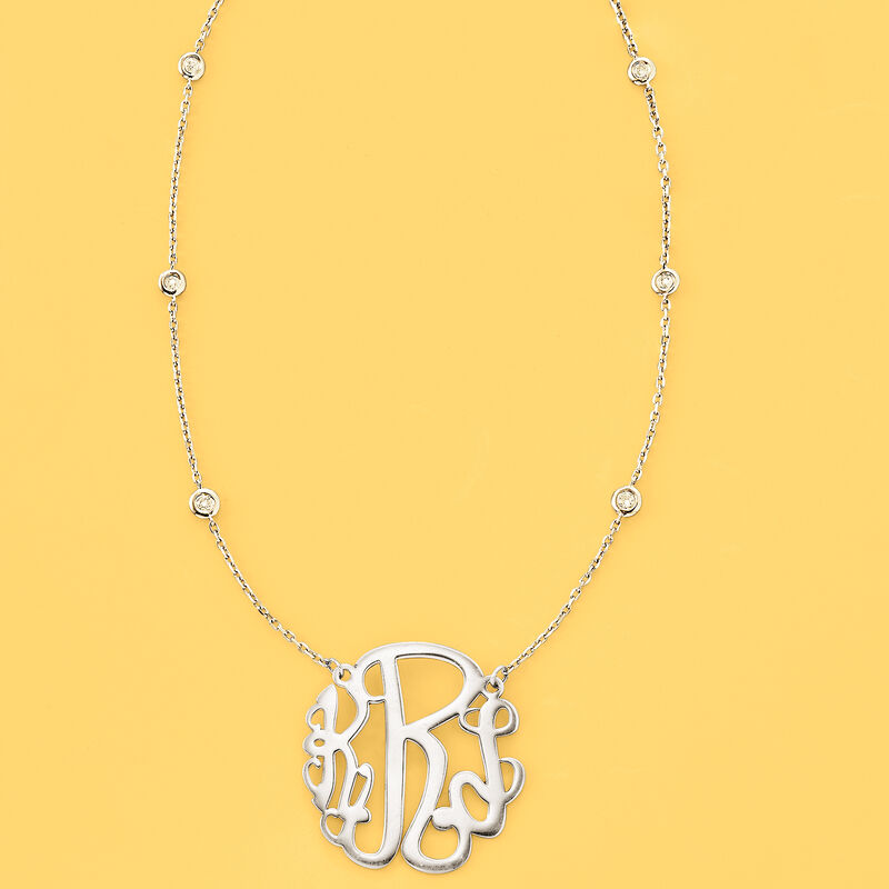 .18 ct. t.w. Diamond Personalized Monogram Necklace in Sterling Silver image number 3