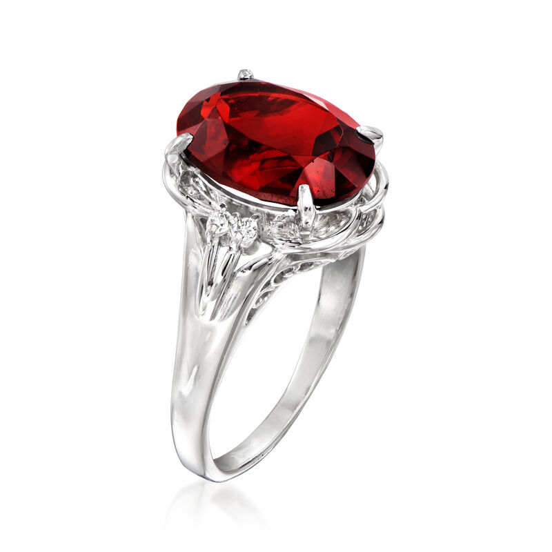 C. 2000 Vintage 6.06 Carat Garnet Ring with Diamonds in Platinum. Size 7.25 image number 2