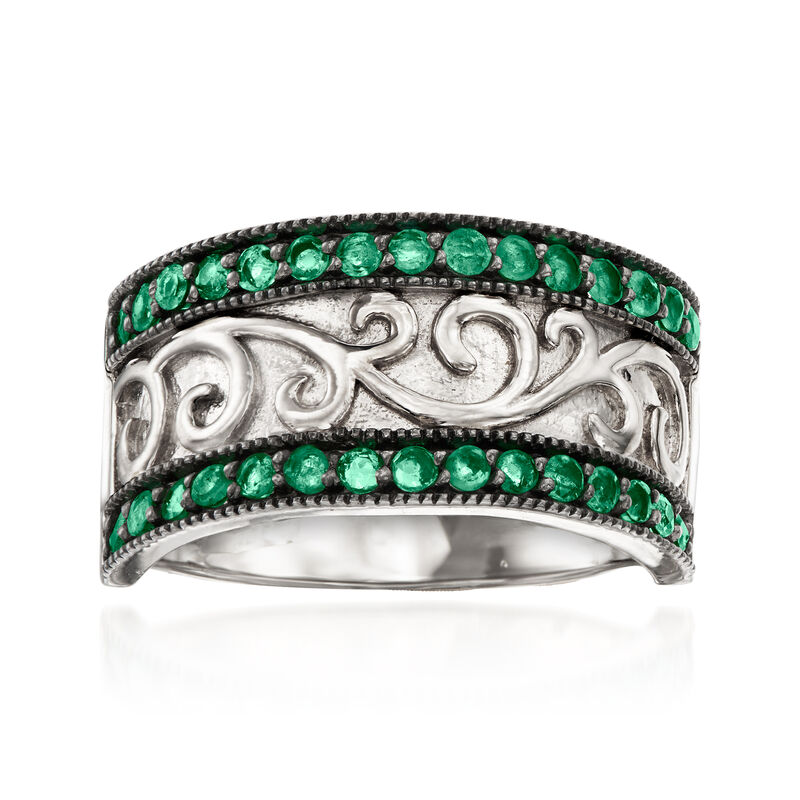 .40 ct. t.w. Emerald Milgrain Ring in Sterling Silver image number 0