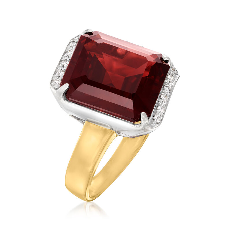 C. 2000 Vintage 13.50 Carat Garnet Ring with .15 ct. t.w. Diamonds in 18kt Two-Tone Gold image number 2