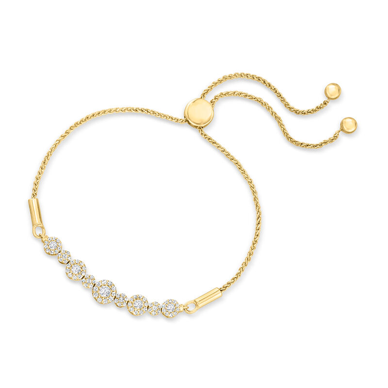 .60 ct. t.w. Diamond Cluster Bolo Bracelet in 14kt Yellow Gold image number 2