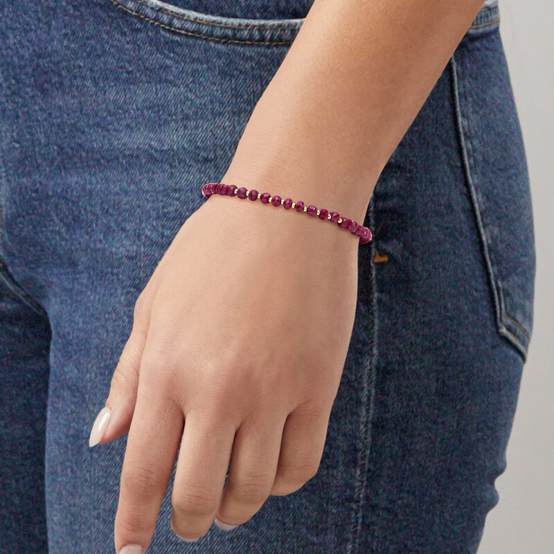 25.00 ct. t.w. Ruby Bead Bracelet in 10kt Yellow Gold image number 1