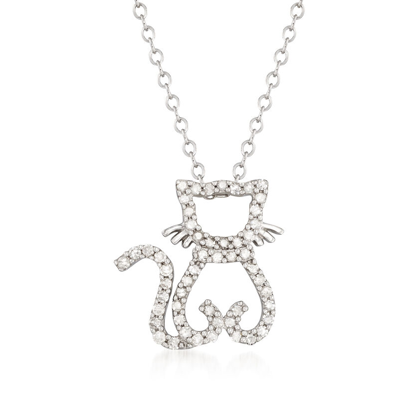 .25 ct. t.w. Diamond Cat Necklace in Sterling Silver. 18&quot; image number 0