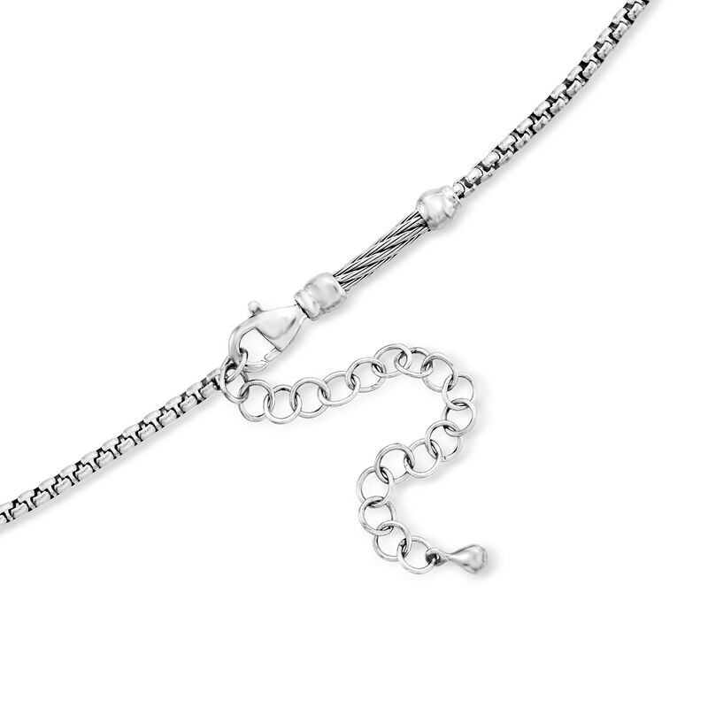 ALOR "XO" .17 ct. t.w. Diamond and Gray Stainless Steel Necklace with 14kt Yellow Gold image number 2