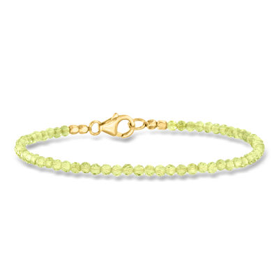 11.00 ct. t.w. Peridot Bead Bracelet in 18kt Gold Over Sterling
