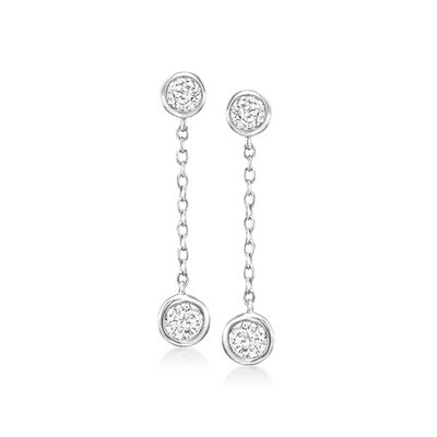 .50 ct. t.w. Bezel-Set Diamond Drop Earrings in Sterling Silver
