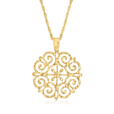 Italian 18kt Gold Over Sterling Filigree Pendant Necklace