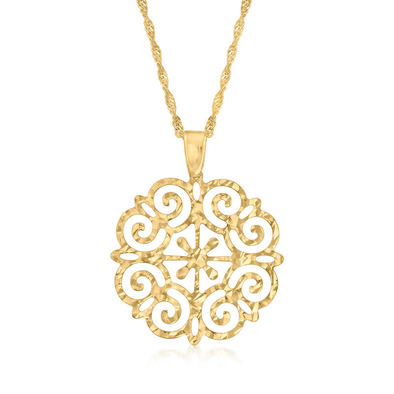 Italian 18kt Gold Over Sterling Filigree Pendant Necklace image number 0
