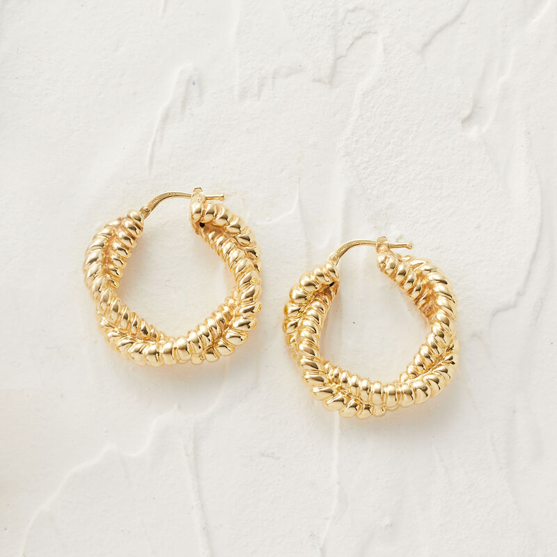 Italian 14kt Yellow Gold Twisted Hoop Earrings. 1&quot; image number 2