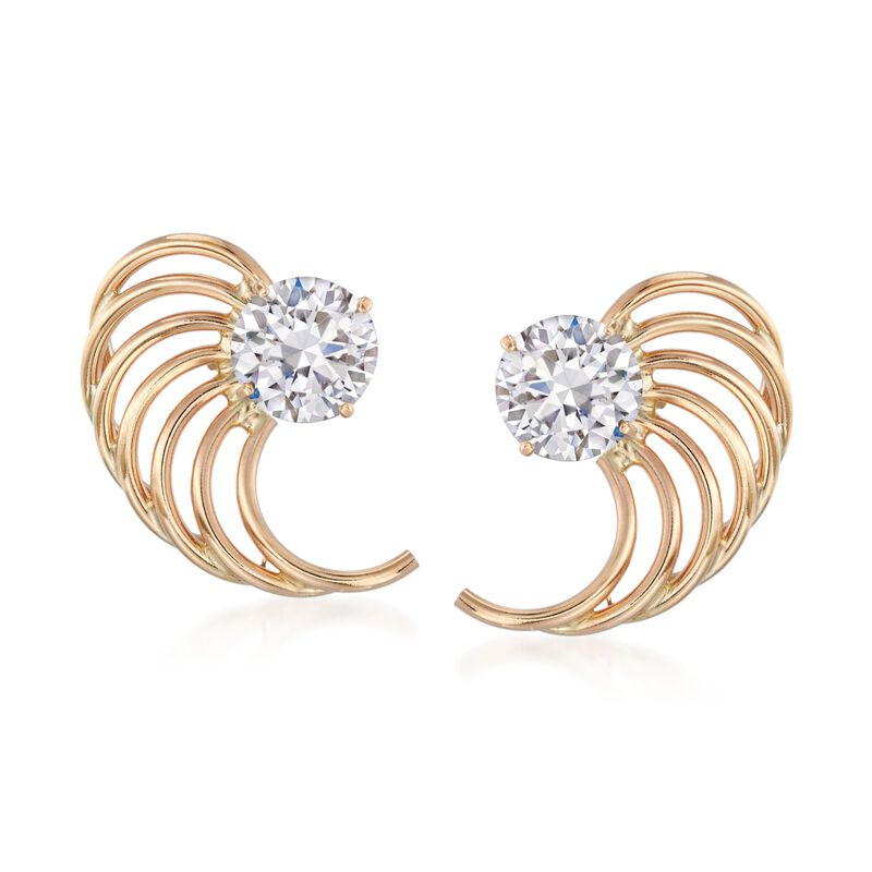 14kt Yellow Gold Open Wing Earring Jackets  image number 3