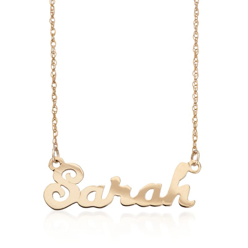 Child's 14kt Yellow Gold Script Name Necklace. 15&quot; image number 0