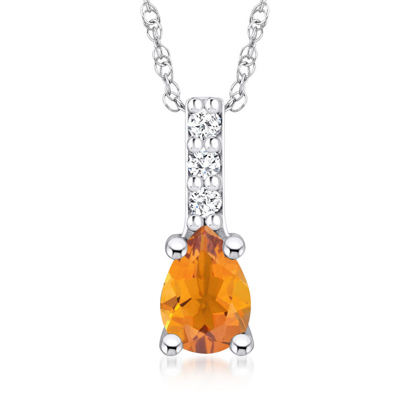 .60 Carat Citrine Pendant Necklace with Diamonds in 14kt White Gold image number 0