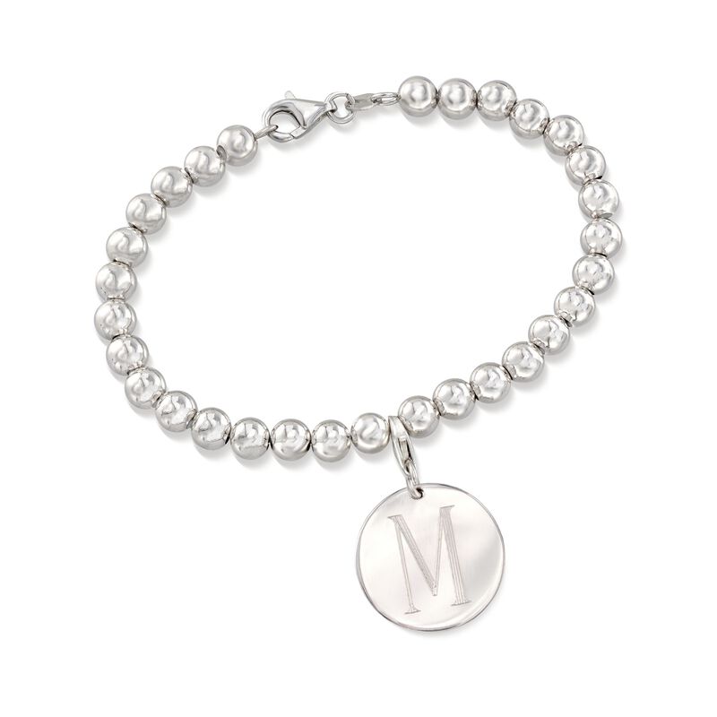 Antiqued Finish Sterling Silver Letter M Disk Charm