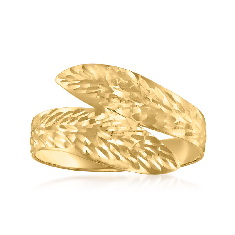 Italian 14kt Yellow Gold Diamond-Cut and Polished Leaf Bypass Ring image number 0