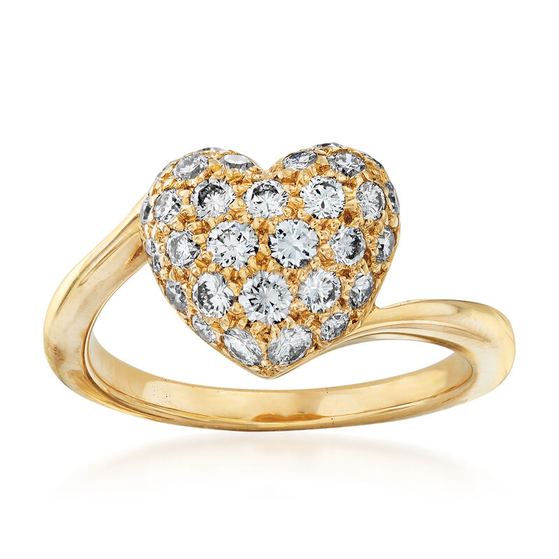 C. 1980 Vintage Cartier .50 ct. t.w. Pave Diamond Heart Ring in 18kt Yellow Gold. Size 4.5 image number 0