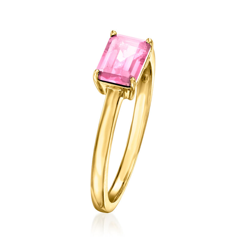 1.00 Carat Emerald-Cut Lab-Grown Pink Sapphire Ring in 18kt Gold Vermeil image number 2