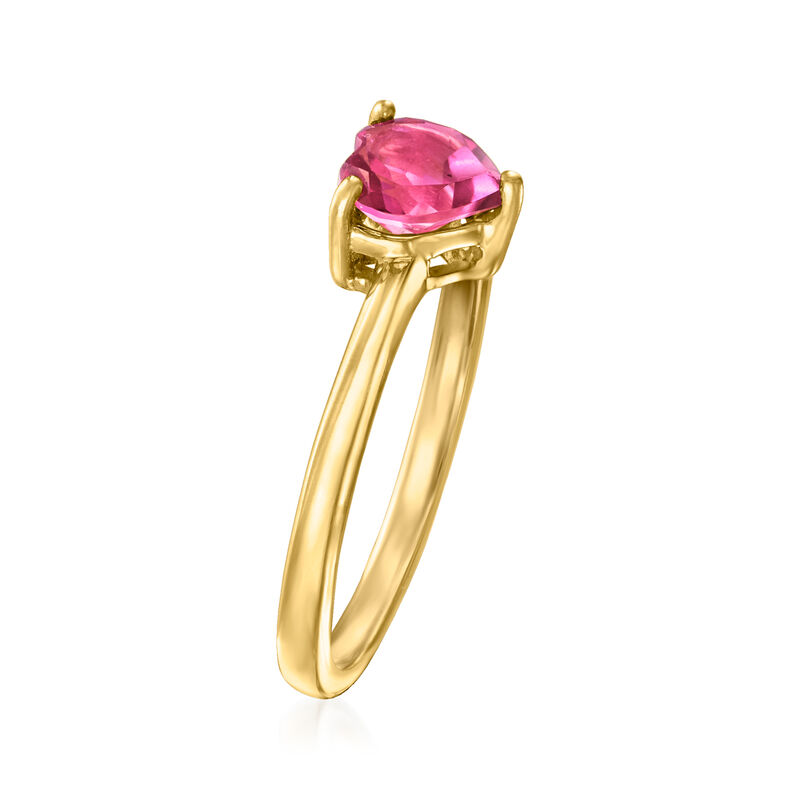 4.00 ct. t.w. Pink Topaz Heart Jewelry Set: Pendant Necklace, Stud Earrings and Ring in 18kt Gold Over Sterling image number 7