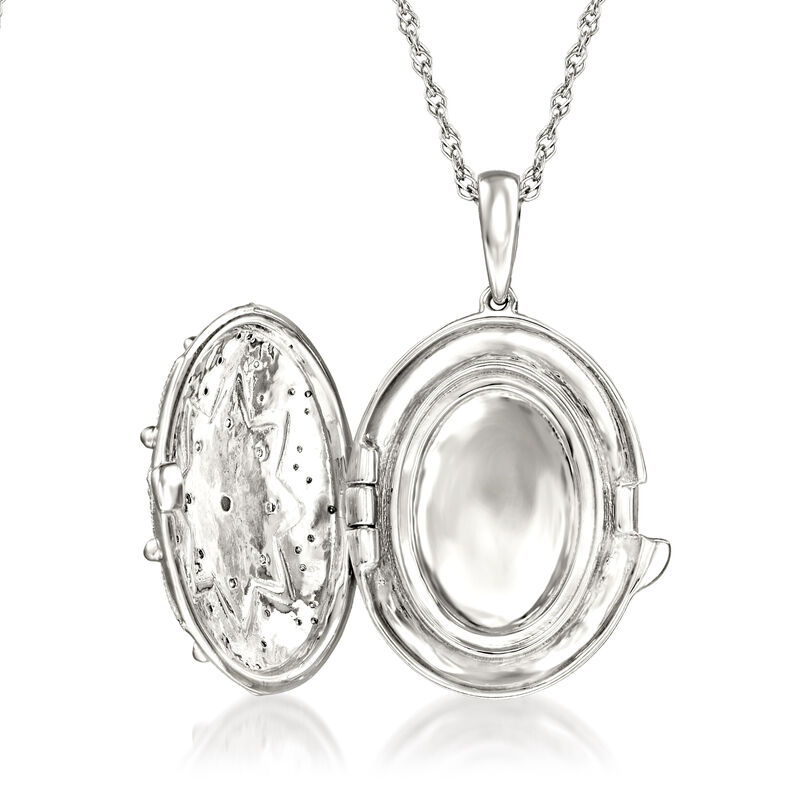 .10 ct. t.w. Diamond Floral Locket Necklace in Sterling Silver image number 3