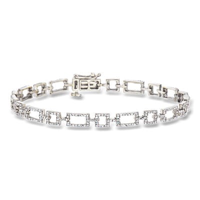 C. 1980 Vintage 2.15 ct. t.w. Diamond Geometric-Link Bracelet in 14kt White Gold