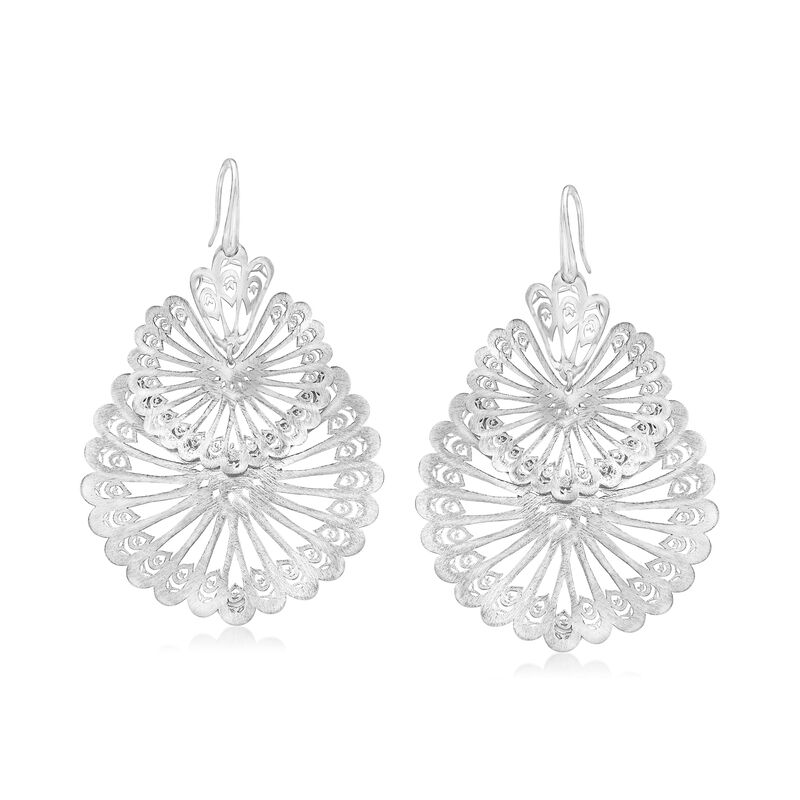 Italian Sterling Silver Tiered Fan Drop Earrings image number 0