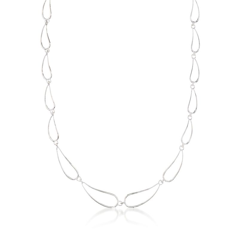 Zina Sterling Silver &quot;Classic Zina&quot; Scalloped Wire Teardrop Necklace. 17&quot; image number 1