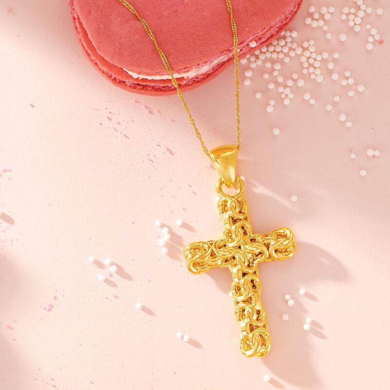 Italian Andiamo 14kt Yellow Gold Byzantine Cross Pendant image number 4