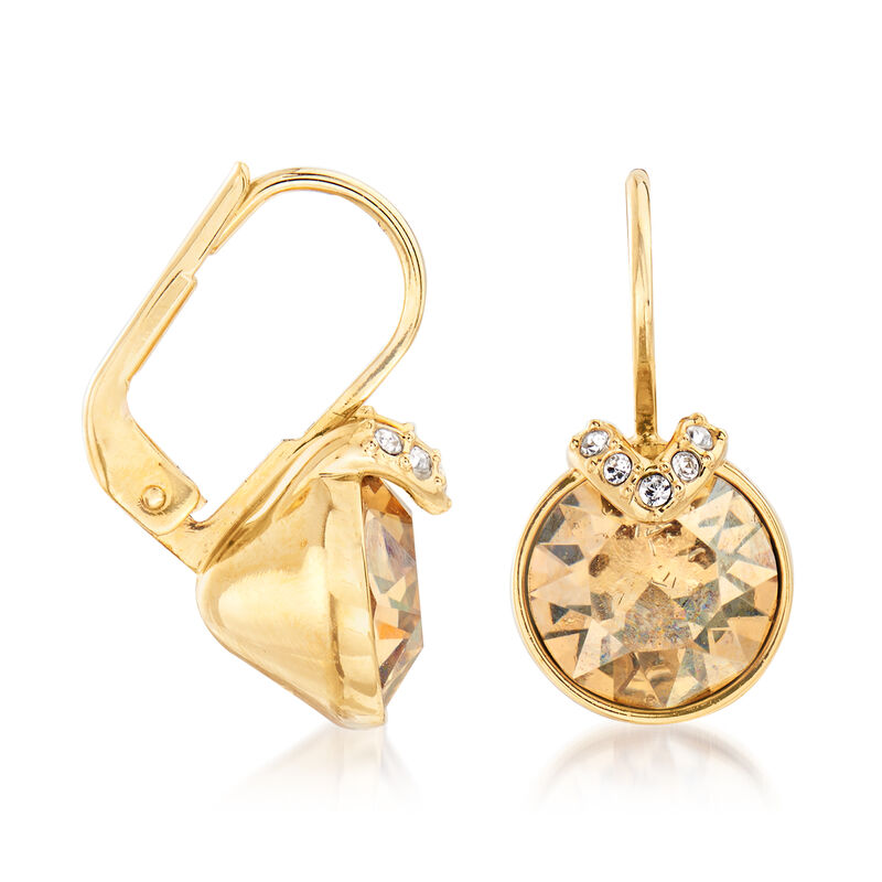 Swarovski Crystal &quot;Bella&quot; Golden Crystal V-Shape Earrings in Gold Plate image number 2