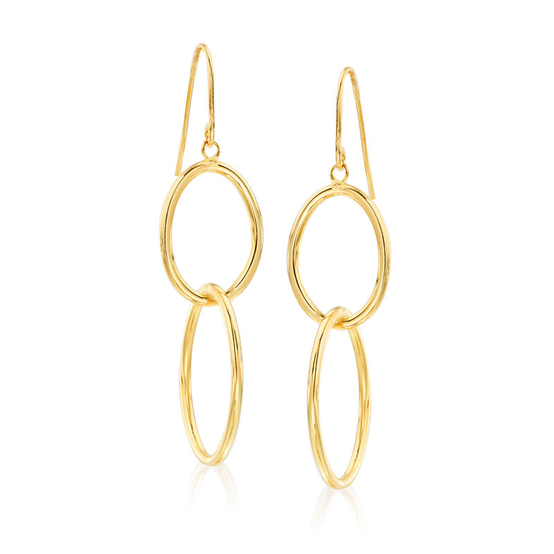 Italian 14kt Yellow Gold Double-Oval Drop Earrings image number 0