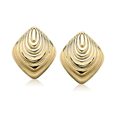 C. 1980 Vintage 14kt Yellow Gold Ripple Earrings