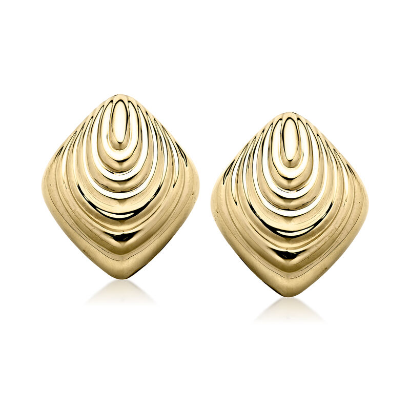 C. 1980 Vintage 14kt Yellow Gold Ripple Earrings  image number 0
