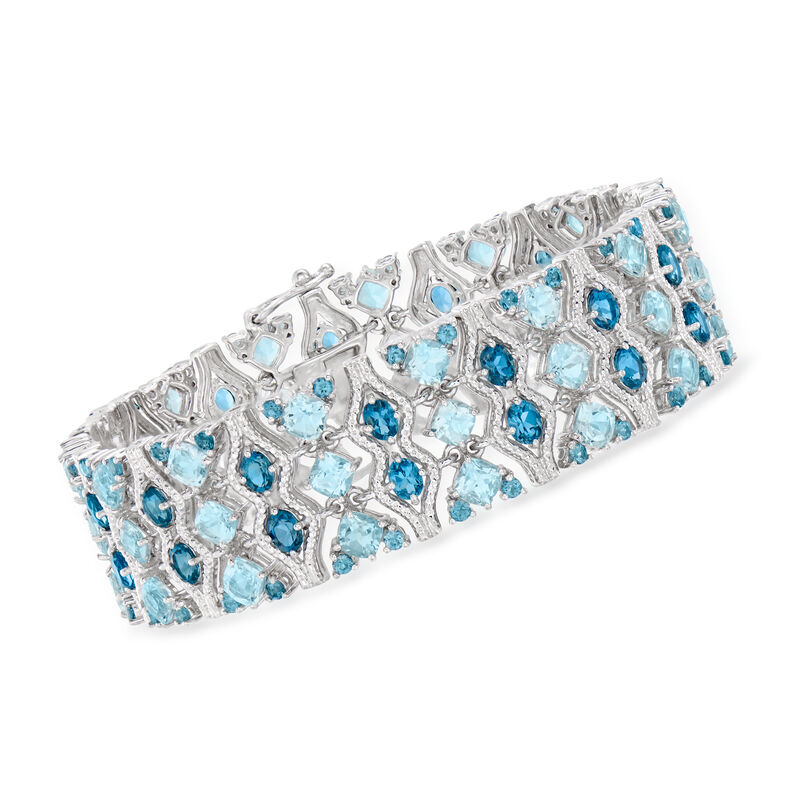 26.75 ct. t.w. London and Sky Blue Topaz Bracelet in Sterling Silver image number 0