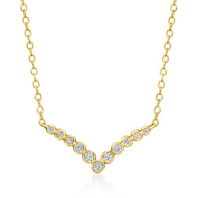 .16 ct. t.w. Lab-Grown Diamond V-Necklace in 18kt Gold Over Sterling