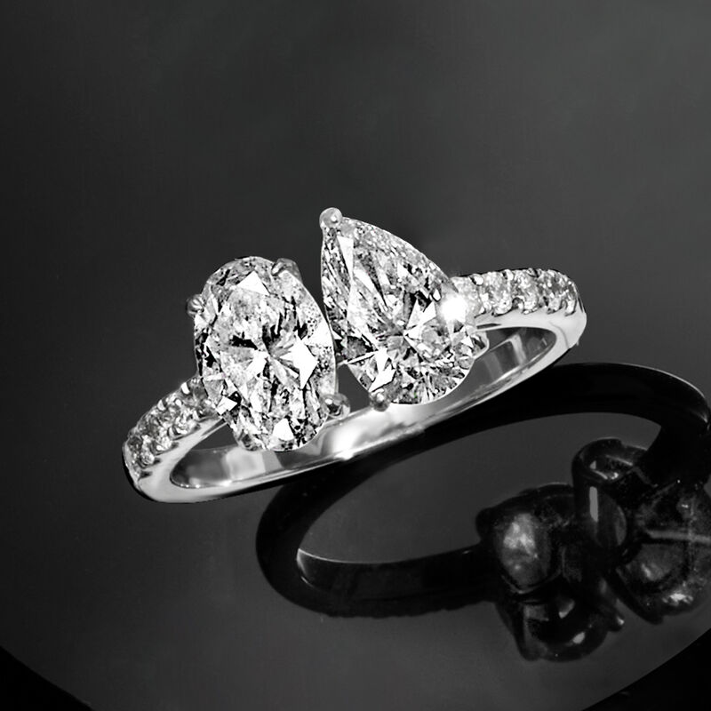 2.25 ct. t.w. Lab-Grown Diamond Toi et Moi Ring in 14kt White Gold image number 4
