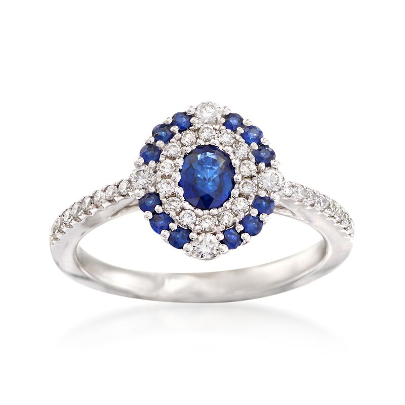 Gregg Ruth .50 ct. t.w. Sapphire and .35 ct. t.w. Diamond Ring in 18kt White Gold image number 0