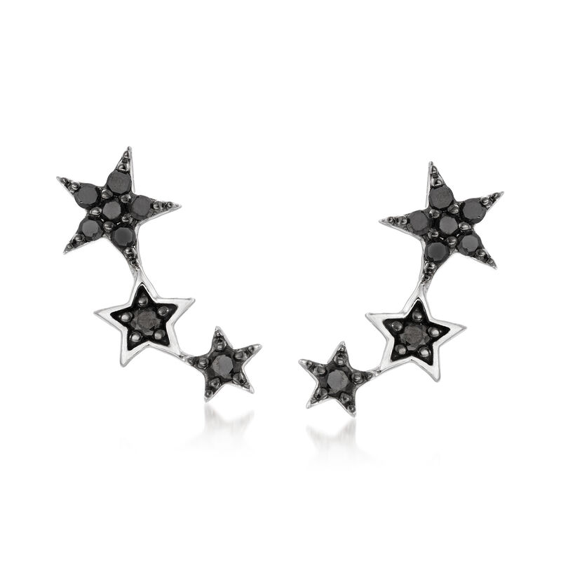 .25 ct. t.w. Black Diamond Star Earrings in Sterling Silver  image number 0