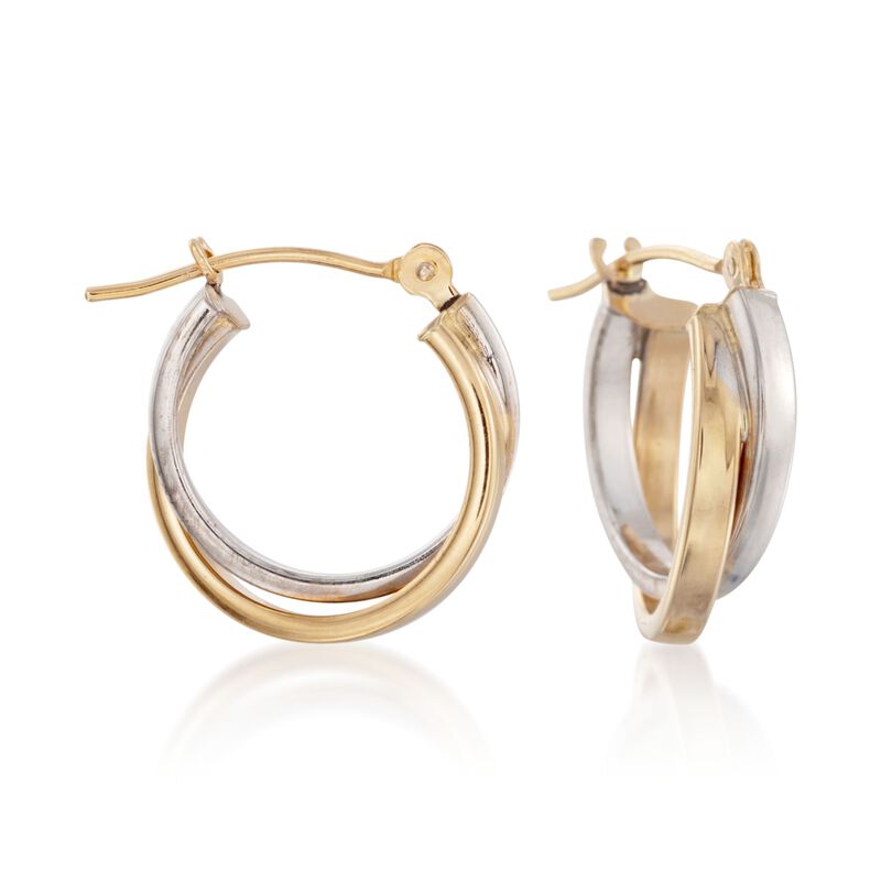14kt Two-Tone Gold Hoop Earrings image number 0