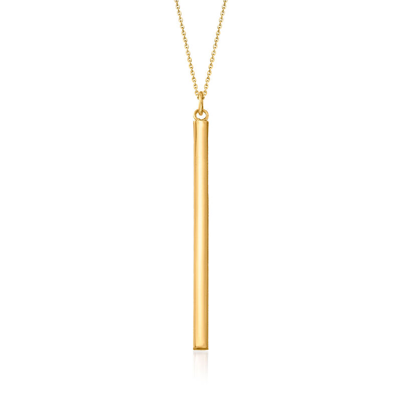 Italian 14kt Yellow Gold Bar Pendant Necklace. 18" image number 1