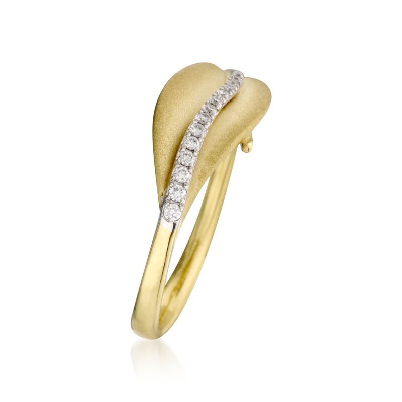 Diamond-Accented Leaf Ring in 18kt Yellow Gold image number 1