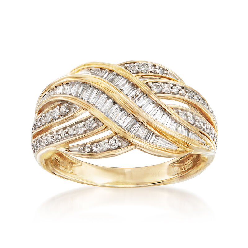 .50 ct. t.w. Round and Baguette Diamond Crossover Ring in 14kt Yellow Gold image number 0