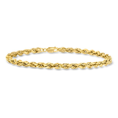 Men's 4mm 10kt Yellow Gold Rope-Chain Bracelet