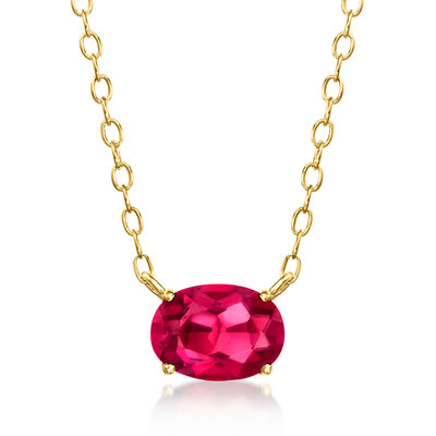 .60 Carat Oval Lab-Grown Ruby Necklace in 18kt Gold Vermeil