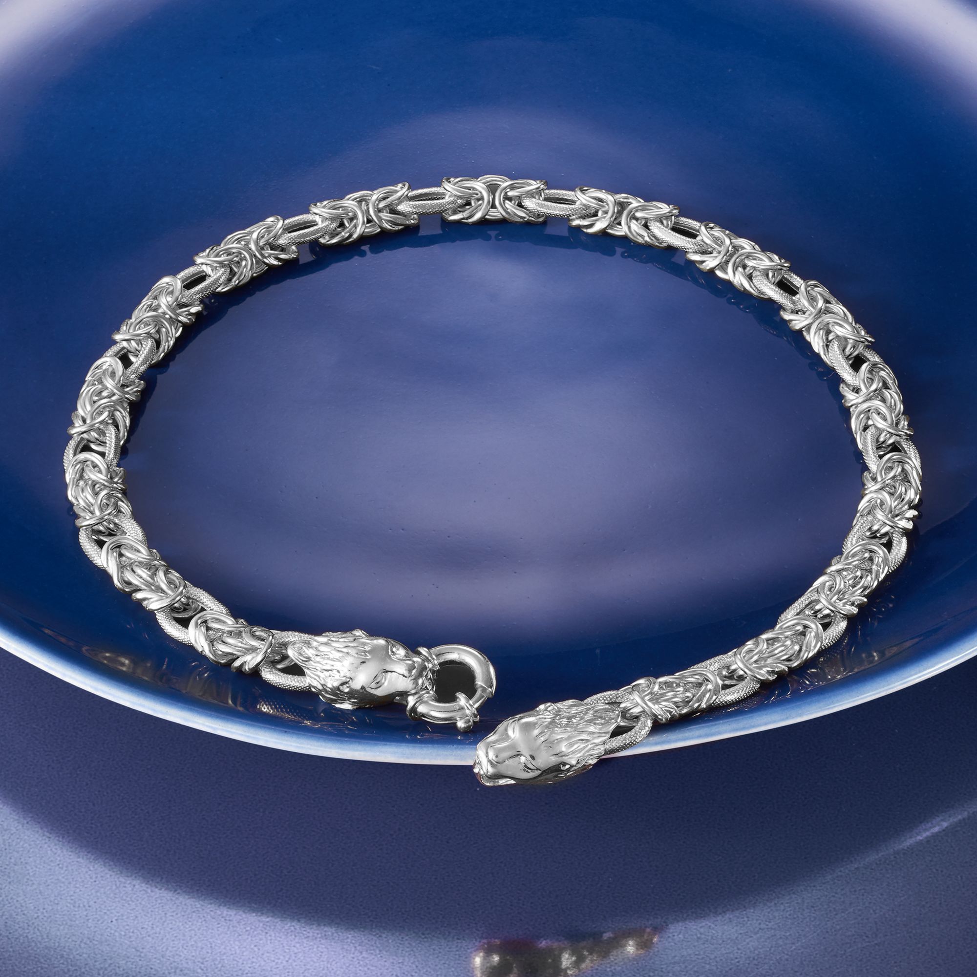 Italian Sterling Silver Byzantine and Oval Link Necklace with