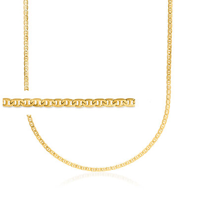 Men's 3mm 14kt Yellow Gold Mariner-Link Necklace