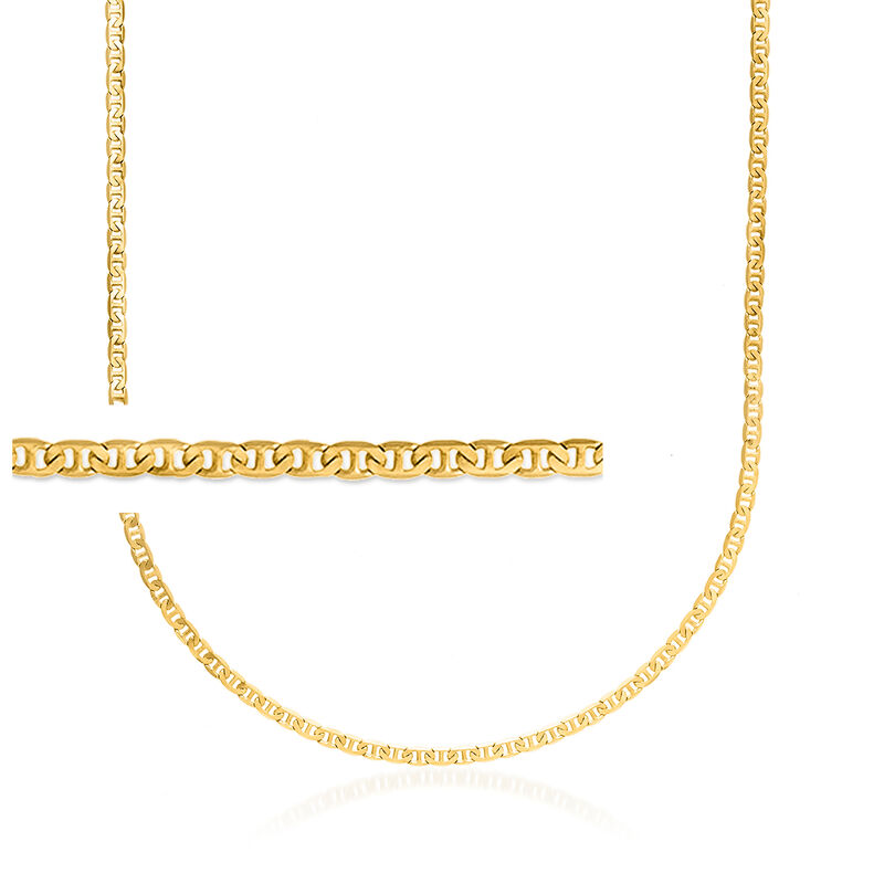 Men's 3mm 14kt Yellow Gold Mariner-Link Necklace image number 0