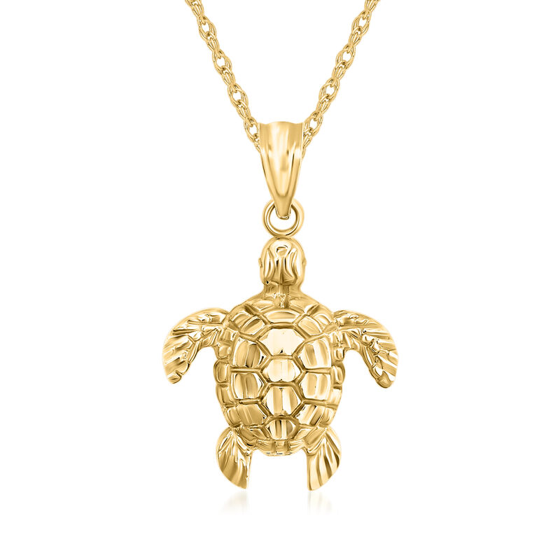 14kt Yellow Gold Turtle Pendant Necklace. 18&quot; image number 0